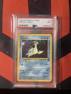 Pokemon Lapras Fossil Holo Rare #10 PSA 9 Mint WOTC Vintage 1999 TCG Card - Image 1