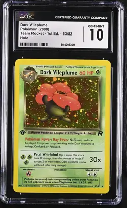 CGC 10 Dark Vileplume 1st edition Team Rocket 13/82 holo Pokemon card - Image 1
