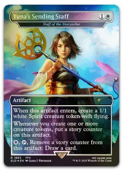 Yuna's Sending Staff - Staff of the Storyteller (Rainbow Foil) NM Secret Lair Dr - Image 1