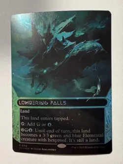 1x Lumbering Falls (0114) - Borderless - Galaxy Foil NM EOE Stellar Sights MTG - Image 1