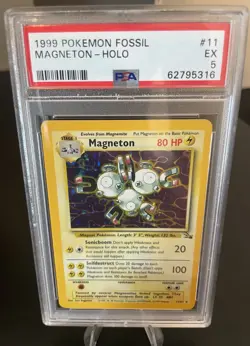 1999 POKEMON - FOSSIL - MAGNETON HOLO - 11/62 - PSA 5 - Image 3