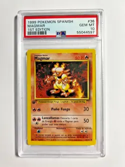 PSA 10 Gem Mint 1st Edition Magmar 1999 Pokemon Base Set SPANISH #36 - Image 3