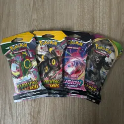 Pokemon Blister Pack Bundle - Evolving Skies x2, Fusion Strike, Vivid Voltage - Image 1