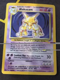 Pokemon Alakazam 1/102 WotC Base Set Unlimited Holo Rare MP-HP - Image 1