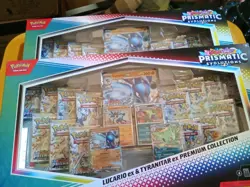 Pokemon TCG Prismatic Evolutions Lucario ex & Tyranitar ex Premium Coll. Lot X2 - Image 1