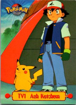 Ash Ketchum - TV1 - Topps Pokemon Series 1 - BLUE Logo - LP - Image 1