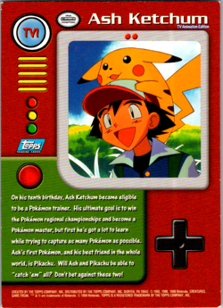 Ash Ketchum - TV1 - Topps Pokemon Series 1 - BLUE Logo - LP - Image 2