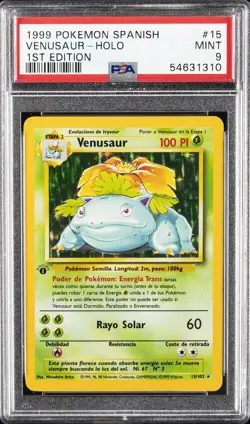 1999 POKEMON SPANISH 1ST ED #15 VENUSAUR-HOLO PSA 9 - Image 1