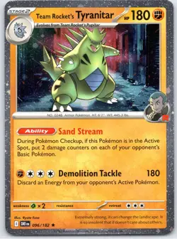 Pokemon ~Team Rocket's Tyranitar 096/182 ~ Cosmos Holo ~ Destined Rivals - Image 1