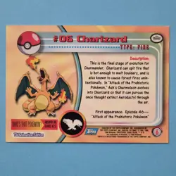 1999 Topps Pokemon TCG Charizard #06 Non-Holo TV Series 1 Blue Logo - Image 2