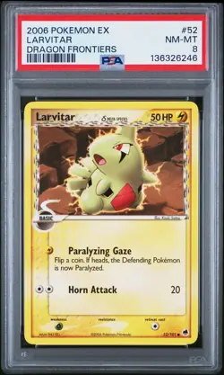 2006 POKEMON EX DRAGON FRONTIERS #52 LARVITAR PSA 8 - Image 1