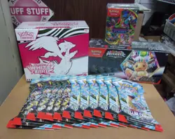 POKEMON WHITE ETB + PRISMATIC SURPRISE + PHANTASMAL BUNDLE + (12) STELLAR PACKS - Image 1