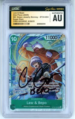 CGC Signed Cris George One Piece CCG Law & Bepo ST24-004 SR Starter Deck 24 - Image 1