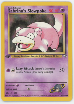 Sabrina's Slowpoke 95/132 1st Edition Common Gym Heroes Pokemon Card 2000 WOTC - Image 1