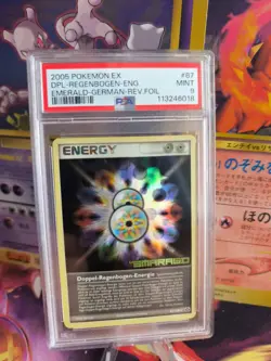 Pokemon Card Double Rainbow Energy Reverse Stamp Holo Ex Emerald Deutsch PSA 9 - Image 1