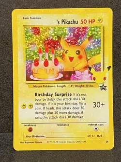 Happy Birthday Pikachu Holo 24 Celebrations Birthday Pokemon Card NM - Image 1