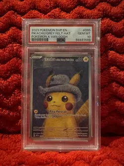 2023 POKEMON SVP EN-SV POKEMON X VAN GOGH #085 PIKACHU WITH GREY FELT HAT PSA 10 - Image 3