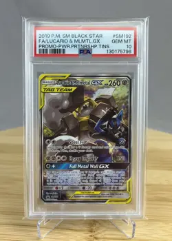 Lucario & Melmetal GX PSA 10 SM192 English Pokemon Card 2019 Tin Promo Alt Art - Image 1