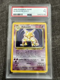 1999 Pokemon Alakazam Holo PSA 7 Base Set Unlimited WOTC Vintage #1/102 - Image 1