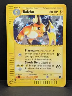 Raichu 025/165 Expedition Base Set Holo Rare Pokemon TCG Nintendo pikachu MP - Image 1