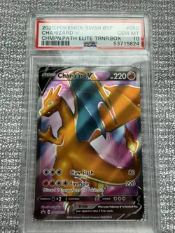 PSA 10 CHARIZARD V SWSH050 FULL ART BLACK STAR PROMO CHAMPIONS PATH POKEMON - Image 1