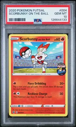 2020 POKEMON FUTSAL #004 SCORBUNNY ON THE BALL PSA 10 - Image 1
