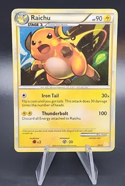 Pokemon TCG Raichu Heartgold Soul Silver Trainer Kit 30/30 Holo Rare - Image 1