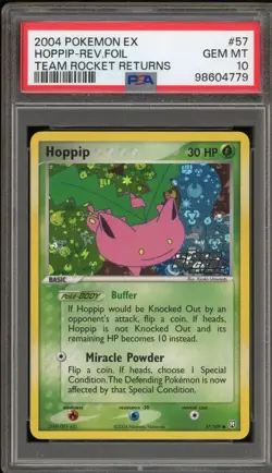 Pokemon Hoppip EX Team Rocket Returns Reverse Holo #57 PSA 10 Gem Mint - Image 1