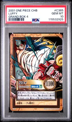 2001 ONE PIECE CARDDASS HYPER BATTLE GRAND BOX 4 #C365 LUFFY PSA 10 - Image 1