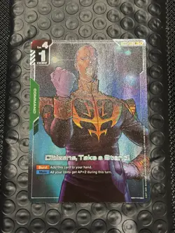 GUNDAM TCG CARD GAME CITIZENS, TAKE A STAND! GD01-105 R+ FOIL ENG NEWTYPE RISING - Image 3