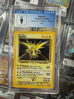 CGC 9 MINT Zapdos 1999 Base Set 16/102 Holo Pokemon Card - Image 1