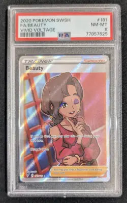 PSA 8 Beauty Vivid Voltage Holo 181/185 Pokemon Card Graded 2020 - Image 1