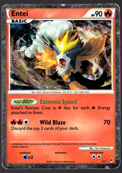Entei SL3 Call of Legends Holo 2011 Pokemon TCG Card MP - Image 1