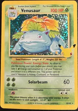 Pokemon TCG Venusaur Holo Rare Card 15/102 Celebrations 25th Anniversary - Image 1