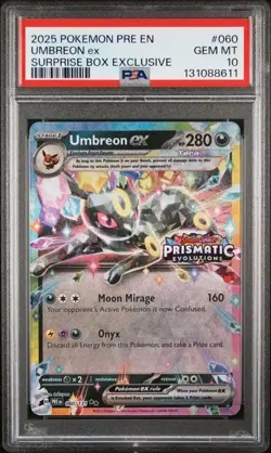 PSA 10 - 2025 Pokemon Prismatic Evolutions Surprise Box UMBREON EX #060 (8611) - Image 1
