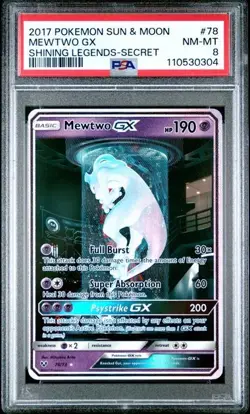 PSA 8 - 2017 Pokemon Sun & Moon Shining Legends MEWTWO GX #78 (0304) - Image 1
