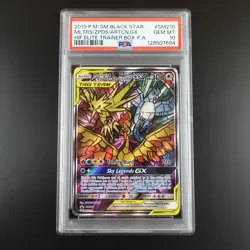 PSA 10 Moltres Zapdos Articuno SM210 Pokemon Hidden Fates Stained Glass Holo - Image 1