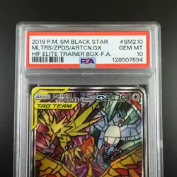 PSA 10 Moltres Zapdos Articuno SM210 Pokemon Hidden Fates Stained Glass Holo - Image 2