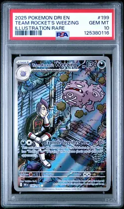 2025 POKEMON DRI EN-DESTINED RIVALS #199 TEAM ROCKET'S WEEZING PSA 10 - Image 1