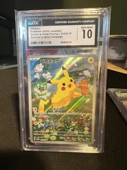 CGC 10 Gem Mint Pikachu 218/SV-P Promo Summer is Here Campaign Japanese Pokemon - Image 1