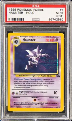 1999 POKEMON FOSSIL #6 HAUNTER-HOLO PSA 9 ST - Image 1