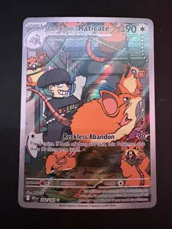 Pokemon 2025 Destined Rivals Team Rockets Raticate #202/182 Illustration Rare NM - Image 1