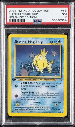 2001 POKEMON NEO REVELATION 1ST ED #66 SHINING MAGIKARP-HOLO PSA 7 - Image 1