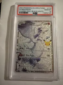 2021 POKEMON CELEBRATIONS CLASSIC COLLECTION #113 FULL ART/RESHIRAM PSA 10 - Image 1