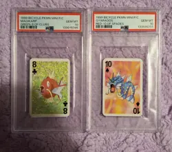 Bundle of 2 PSA 10 Gyarados Magikarp Graded Pokemon Mini Bicycle Card - Image 1