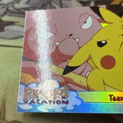 Pokemon Topps Pikachu’s Vacation Rainbow Foil Card 54 - Teamwork Pikachu - NM - Image 2
