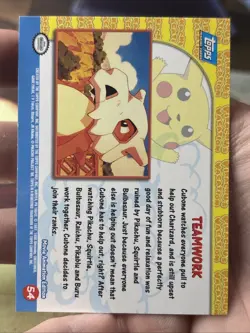 Pokemon Topps Pikachu’s Vacation Rainbow Foil Card 54 - Teamwork Pikachu - NM - Image 4