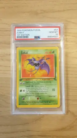 PSA 10 1st edition Fossil Zubat 57/62 Pokemon Card - Image 1