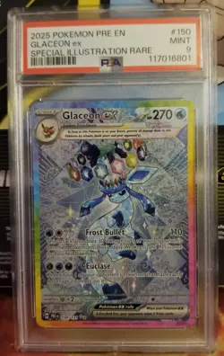 2025 POKEMON PRE EN SPECIAL ILLUSTRATION RARE #150 GLACEON EX PSA 9 - Image 1