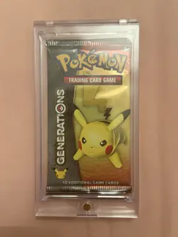 Pokemon 2016 Generations Booster Pack Pikachu Cover Art Sealed With Acrylic Case - Image 1